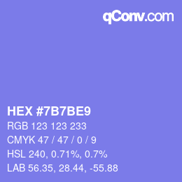 Color code: HEX #7B7BE9 | qconv.com