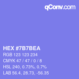 カラーコード: HEX #7B7BEA | qconv.com