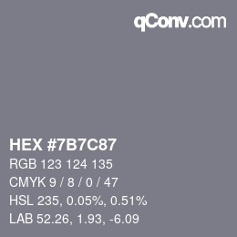 Farbcode: HEX #7B7C87 | qconv.com
