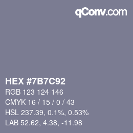 Color code: HEX #7B7C92 | qconv.com