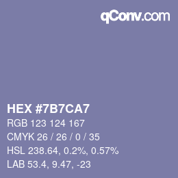 Farbcode: HEX #7B7CA7 | qconv.com