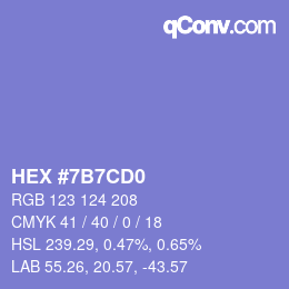 カラーコード: HEX #7B7CD0 | qconv.com