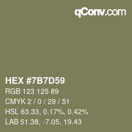 颜色代码: HEX #7B7D59 | qconv.com