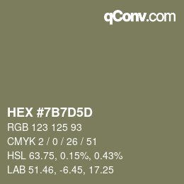 颜色代码: HEX #7B7D5D | qconv.com