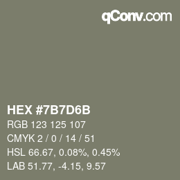 カラーコード: HEX #7B7D6B | qconv.com