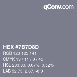 カラーコード: HEX #7B7D8D | qconv.com