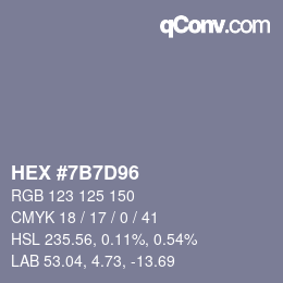 カラーコード: HEX #7B7D96 | qconv.com