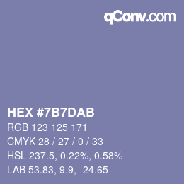 カラーコード: HEX #7B7DAB | qconv.com