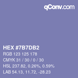 颜色代码: HEX #7B7DB2 | qconv.com