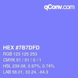 カラーコード: HEX #7B7DFD | qconv.com