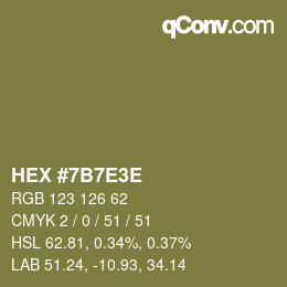 Farbcode: HEX #7B7E3E | qconv.com