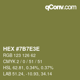 Color code: HEX #7B7E3E | qconv.com