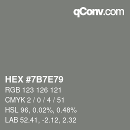 Color code: HEX #7B7E79 | qconv.com