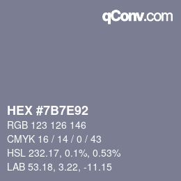 Color code: HEX #7B7E92 | qconv.com