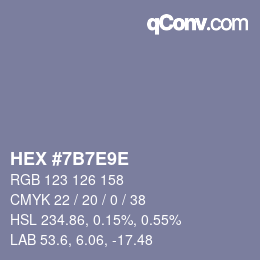 颜色代码: HEX #7B7E9E | qconv.com