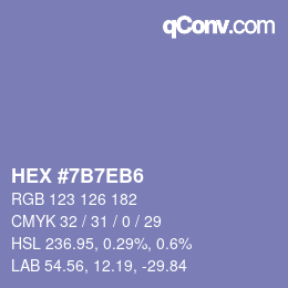 Farbcode: HEX #7B7EB6 | qconv.com