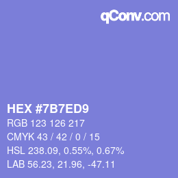 Color code: HEX #7B7ED9 | qconv.com