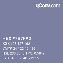 カラーコード: HEX #7B7FA2 | qconv.com