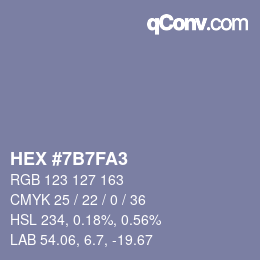 颜色代码: HEX #7B7FA3 | qconv.com