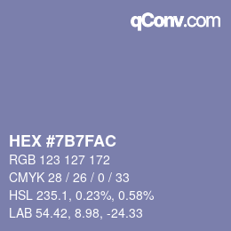 Color code: HEX #7B7FAC | qconv.com