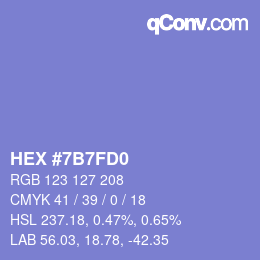 カラーコード: HEX #7B7FD0 | qconv.com