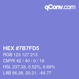 カラーコード: HEX #7B7FD5 | qconv.com