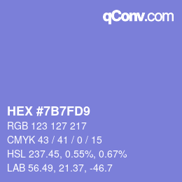 カラーコード: HEX #7B7FD9 | qconv.com