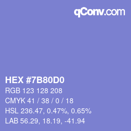 カラーコード: HEX #7B80D0 | qconv.com