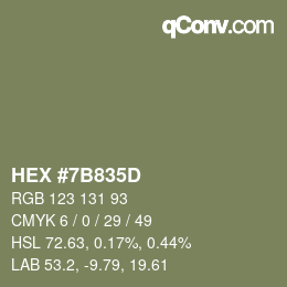 Color code: HEX #7B835D | qconv.com