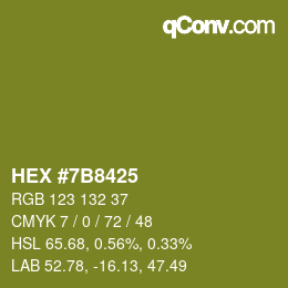 Farbcode: HEX #7B8425 | qconv.com