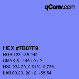 カラーコード: HEX #7B87F9 | qconv.com