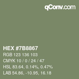 Color code: HEX #7B8867 | qconv.com