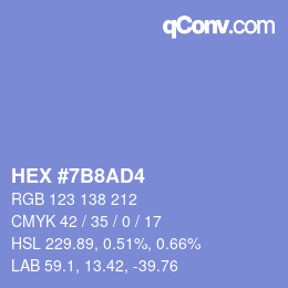 Color code: HEX #7B8AD4 | qconv.com
