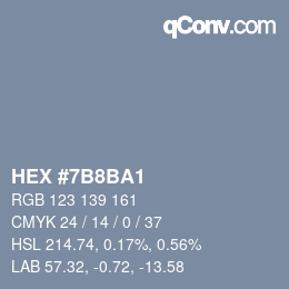 カラーコード: HEX #7B8BA1 | qconv.com