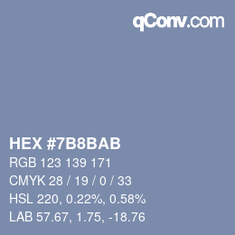 Color code: HEX #7B8BAB | qconv.com