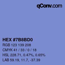 カラーコード: HEX #7B8BD0 | qconv.com