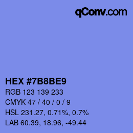 カラーコード: HEX #7B8BE9 | qconv.com