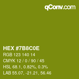 Color code: HEX #7B8C0E | qconv.com