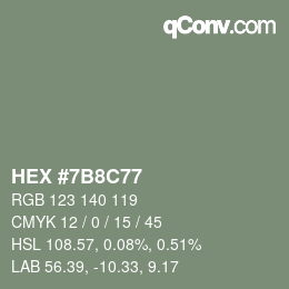 Color code: HEX #7B8C77 | qconv.com