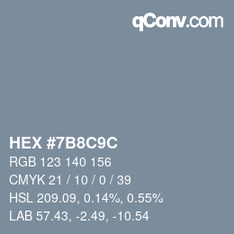 Color code: HEX #7B8C9C | qconv.com
