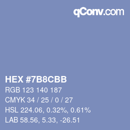 Color code: HEX #7B8CBB | qconv.com