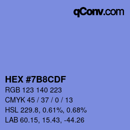 Color code: HEX #7B8CDF | qconv.com