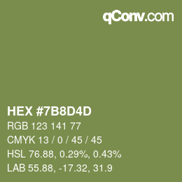 Color code: HEX #7B8D4D | qconv.com