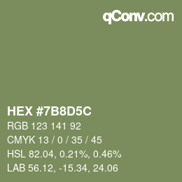 Color code: HEX #7B8D5C | qconv.com