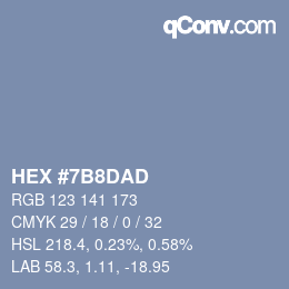 Color code: HEX #7B8DAD | qconv.com