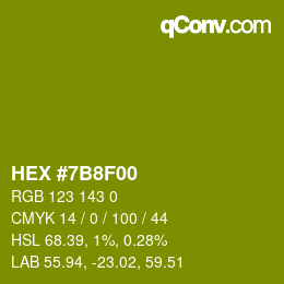 Color code: HEX #7B8F00 | qconv.com