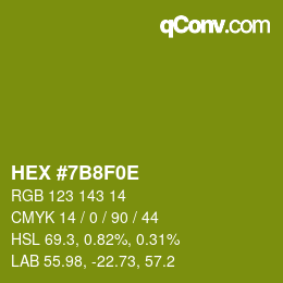 Color code: HEX #7B8F0E | qconv.com