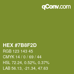 Color code: HEX #7B8F2D | qconv.com