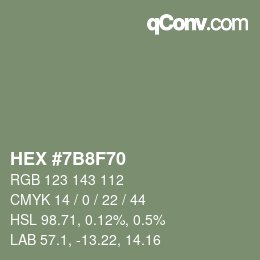 Farbcode: HEX #7B8F70 | qconv.com