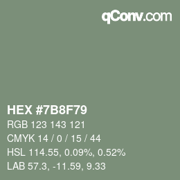 Color code: HEX #7B8F79 | qconv.com